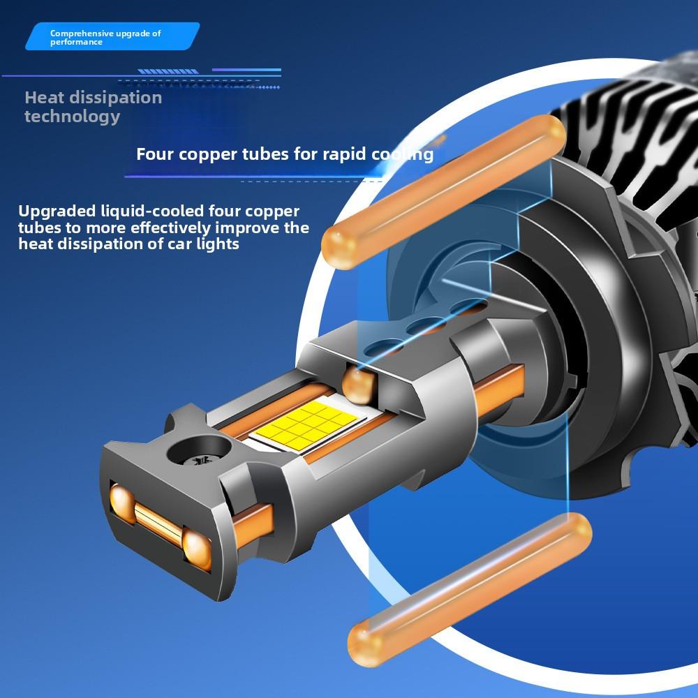 100W Four Copper Tube Led Car Light H7 High Power H1h11 Super Bright H4 Car Led Headlight 12V24V General Purpose Light