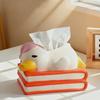 Lovely Cartoon Duck Resin Tissue Box Cover Decorative Napkin Holder for Home Living Room Tabletop Elegant Art Wall Display Item