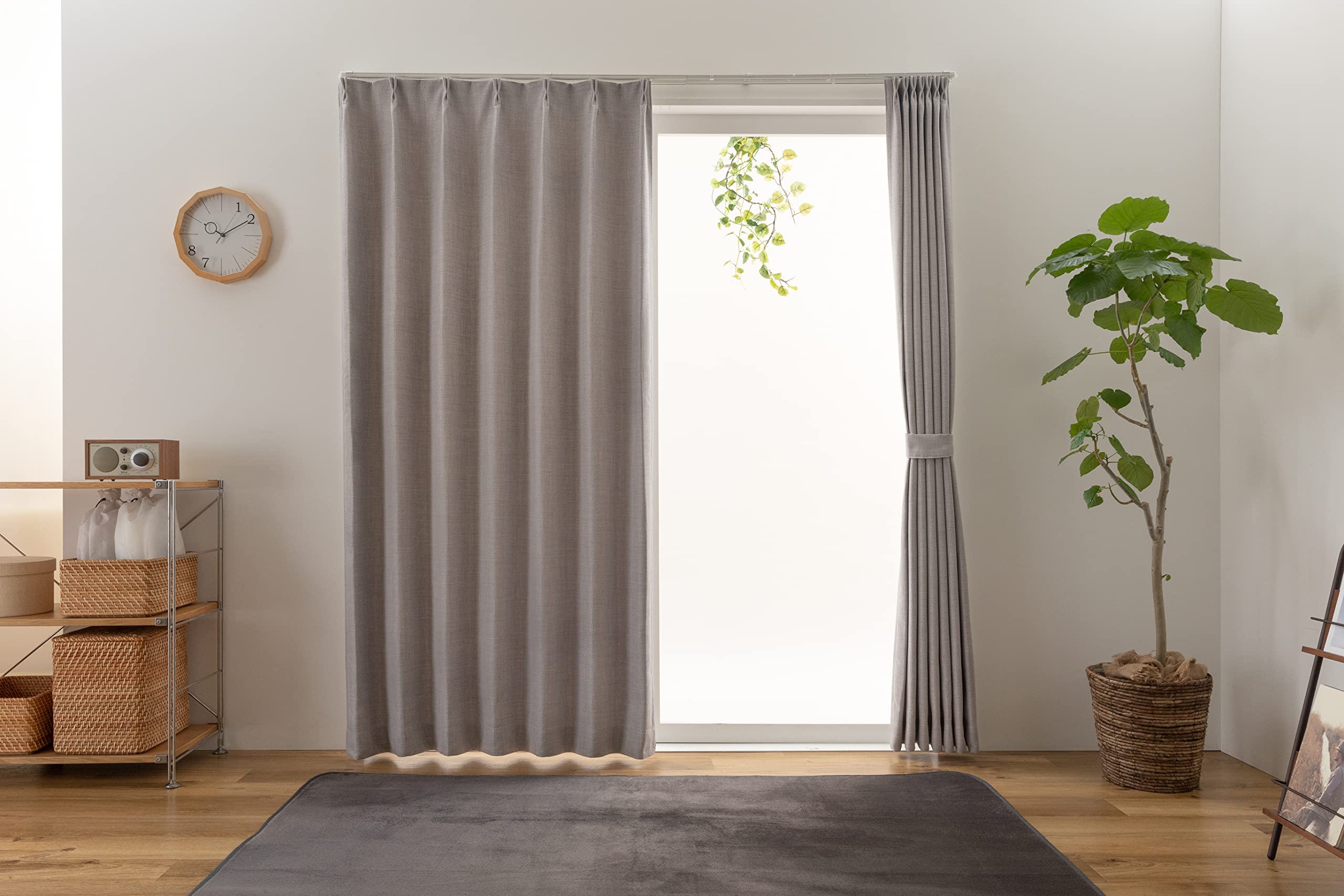 

Univer Drape 100cm Wide x 178cm Set of Level 2 Light Shape Gray and Jade Curtains, Long, 2, Blocking, Memory, Washable, серый