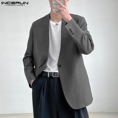 Men's Solid Color Single Button Light Jacket Casual Office Suit Blazer