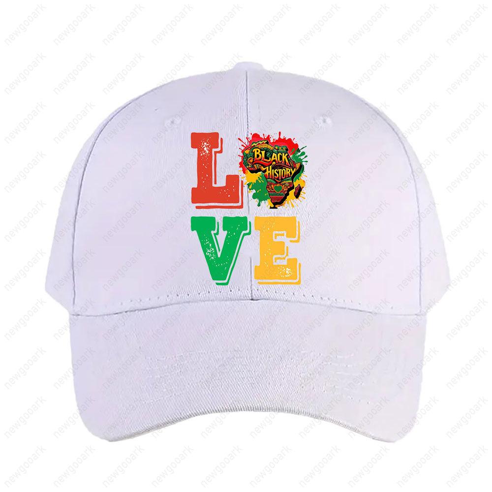 LOVE Black History Month Celebrate Black History Cap Women Unisex Peaked Hat Fashion Casual Adjustable Printed Baseball Caps