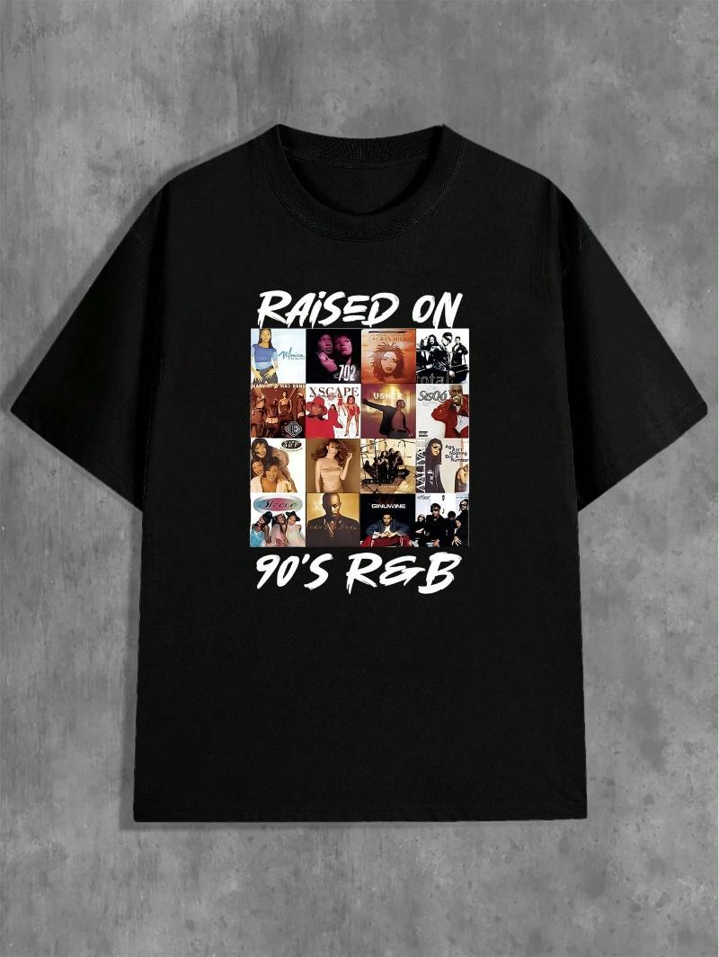 90s music graphic Tshirt crew neck shortsleeved casual knitwear RAISED ON 90S RB text print Tshirt album cover shirt S