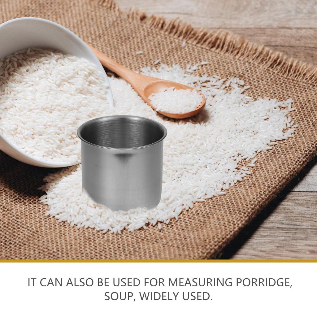 Copo de Arroz Aço Inoxidável 250ml Borda Lisa Recipiente Medidor Suporte de Armazenamento de Cozinha Copo Medidor Multifuncional