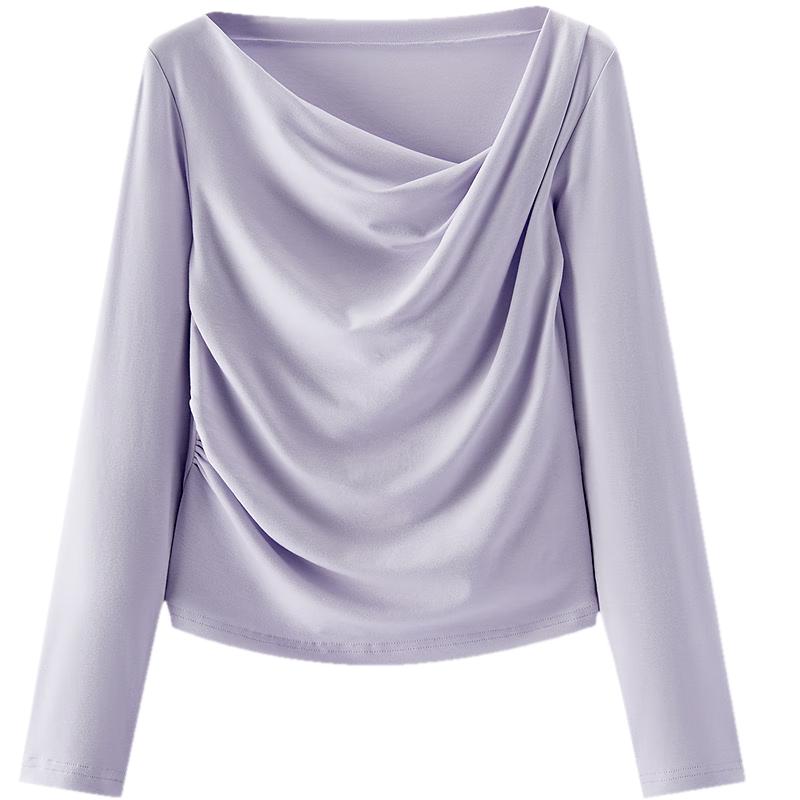 Semir Women's Asymmetrical Cowl Neck Off-Shoulder Slim Fit T-shirt