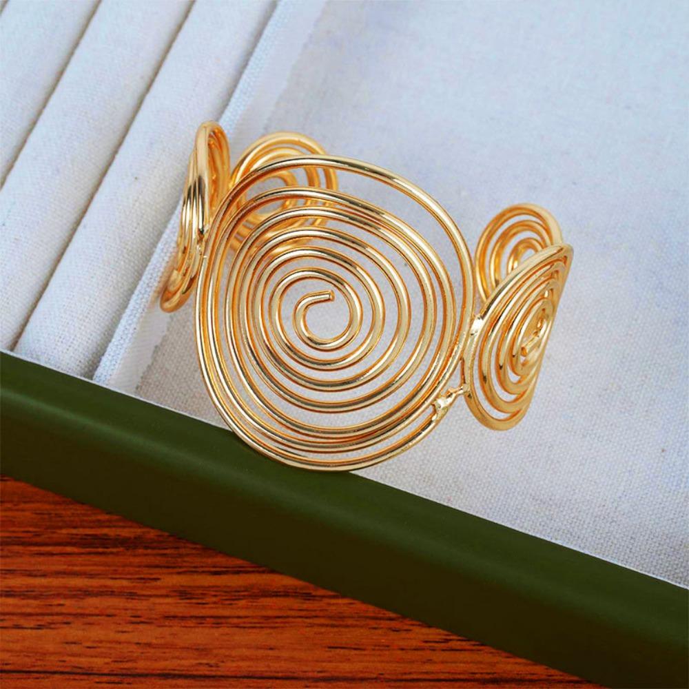 Metal Alloy Women's Spiral Open Cuff Bracelet Irregular Cuff Arm Ring  Jewelry Gifts