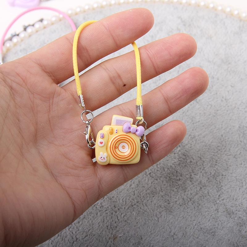 Dollhouse Mini Cartoon Model with Camera, Bow Tie, and Lanyard Pendant