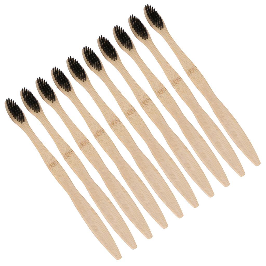 10Pcs Bamboo Handle Toothbrushes Lightweight Comfortable Portable Bamboo Toothbrush for Adults Personal Care Teeth