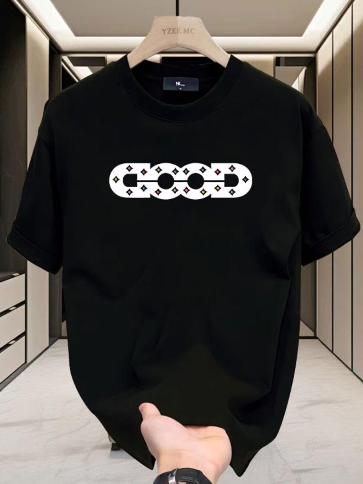 2026 Summer New Style Mens ShortSleeved 100 Cotton Printed TShirt  Loose Fit Trendy and HighQuality TShirt S