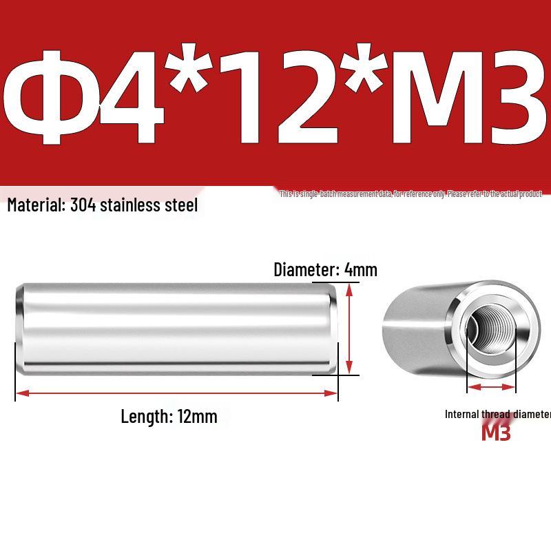 Pin Cilindric din Oțel Inoxidabil 304 cu Filet Interior M4/M6/M8 și Orificiu - Coloană de Suport și Ghidare