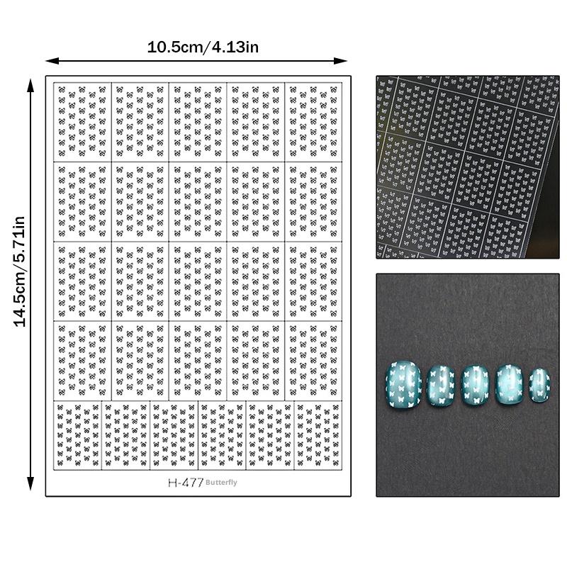 1 Sheet Nail Art Hollow Out Sticker Star Butterfly Love Adhesive Template Stamp Stickers Nail Art Decoration Charm Nail Decals