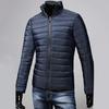 Pockets Zipper Closure Men Coat Autumn Winter Solid Color Stand Collar Puffer Jacket Outerwear