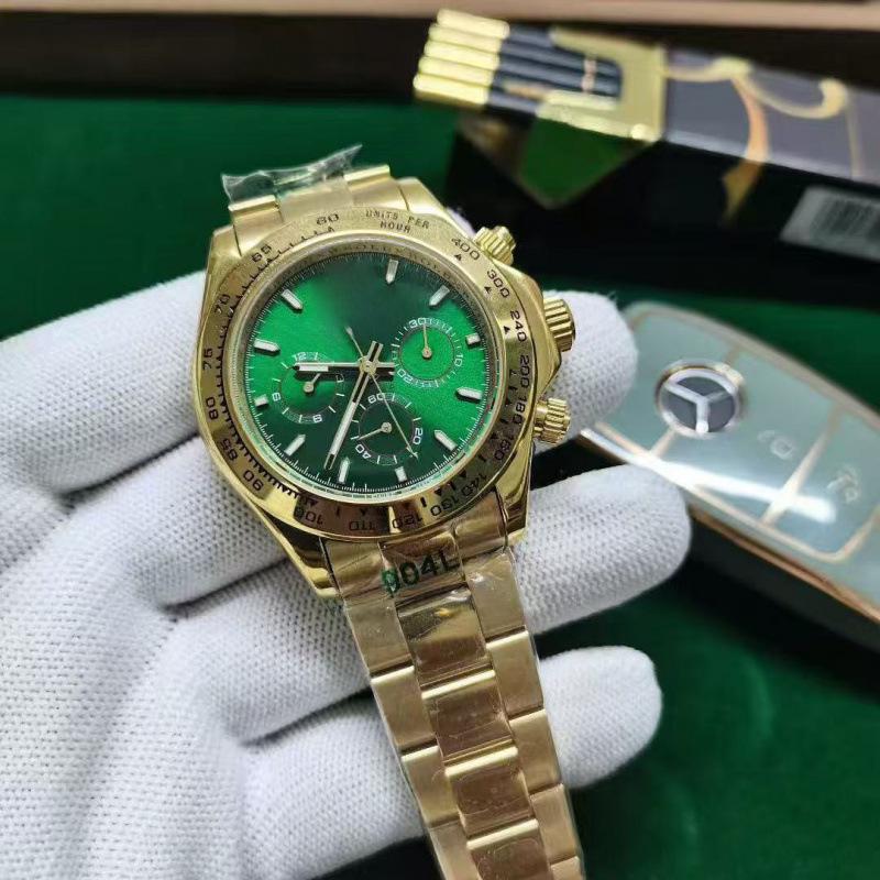 Orologio Meccanico Automatico Cronografo Universo Uomo Serie Daytona Laojia Verde Oro