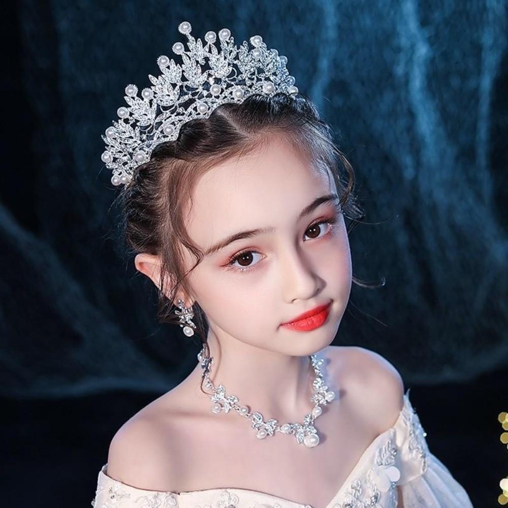 Silver Bride Crown Gold Pearl Tiaras Temperament Rhinestone Tiara  Princess