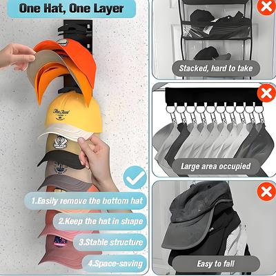 Wall Mounted Baseball Cap Storage Organizer Waterproof Display Stand Rustproof Hat Organizer Towel Rack Holder Closet Hanger Sto