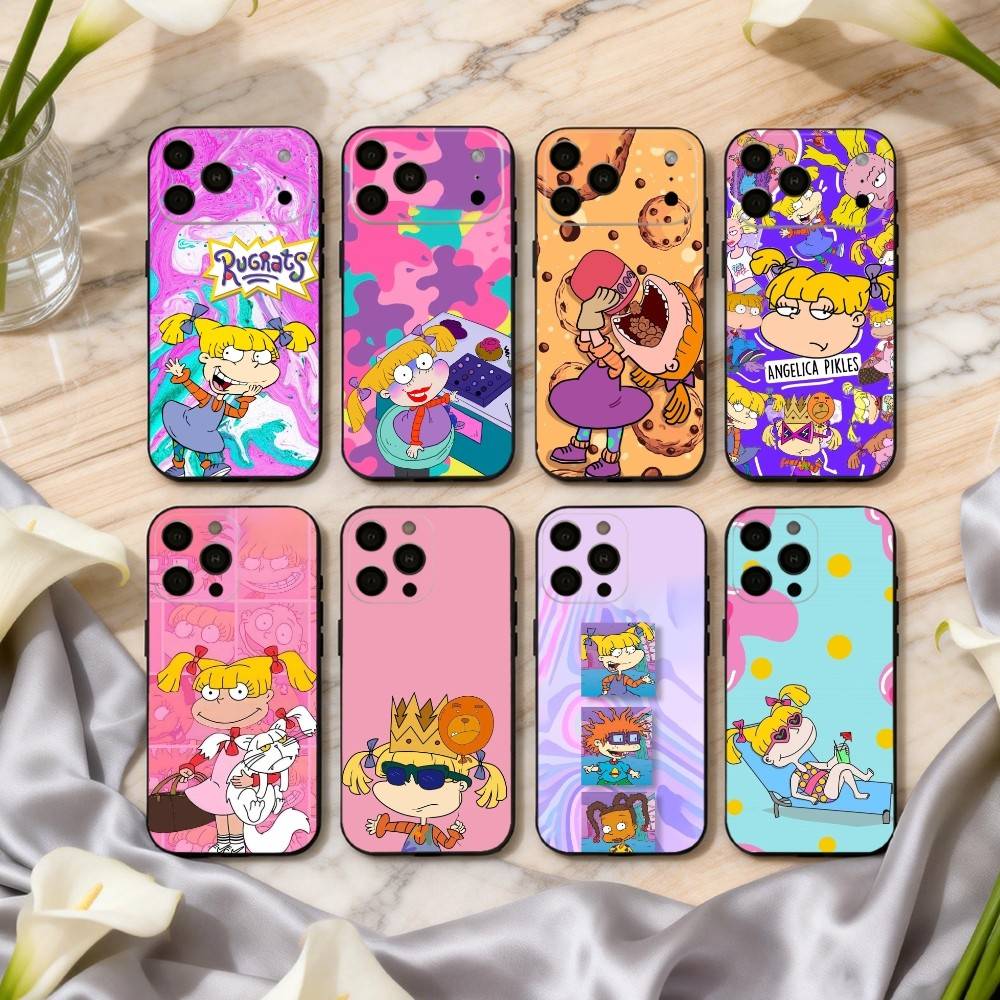 R-Rugrat-T C-Chuckie A-Angelica Phone Case For iPhone 17pro,16,15,14,13,12,11 Plus,Pro Max,XS,Soft Silicone Black Cover