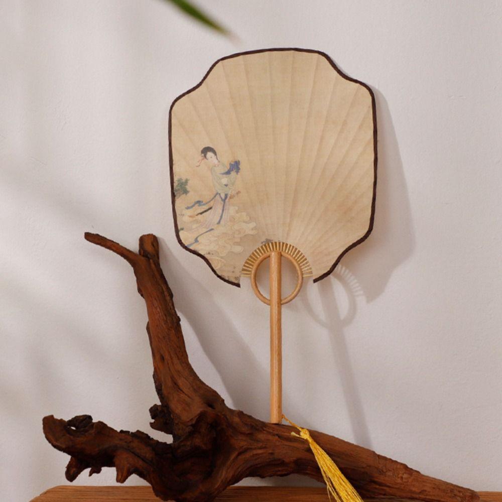 Wooden Shank Xuan Paper Fan Elegant Design Hand Fan Traditional Vintage  Group Fan  Home Decoration