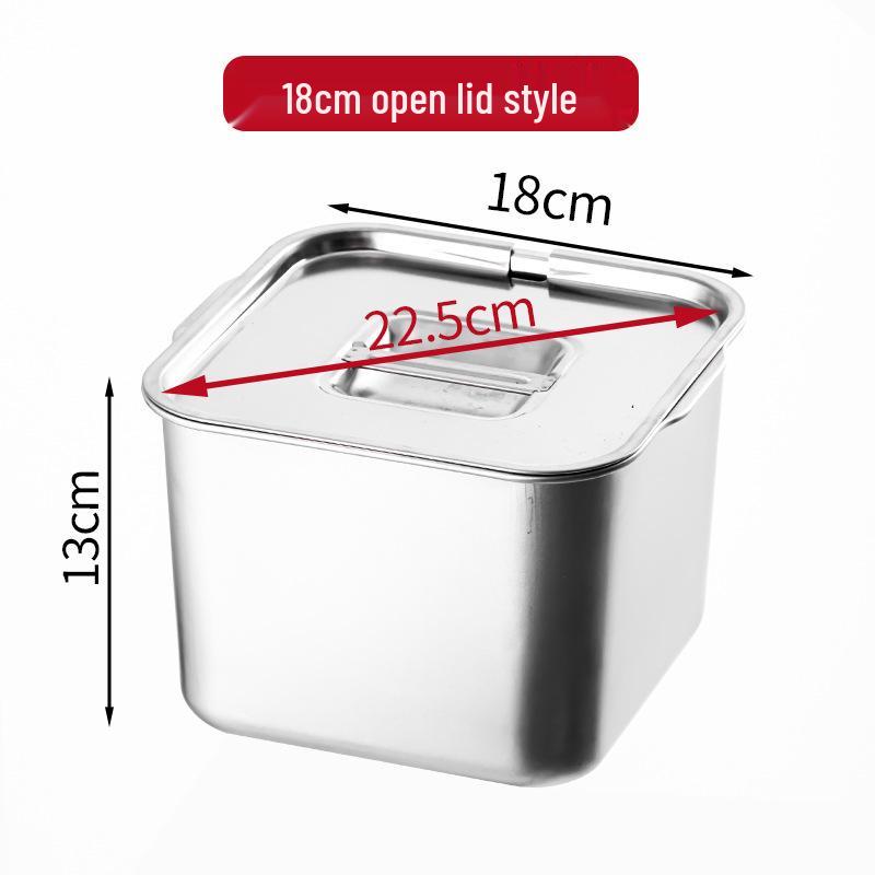 304 Stainless Steel Square Jam Bowl with Lid - Commercial Kitchen Seasoning and Sauce Container.