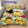 3pcs Pikachu Pokémon Quilt Cover Set (1 Quilt Cover + 2 Pillowcases Without Pillow Core), High-Definition Printing for Home and Dormitory.F053