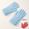 Solid Color Leaky Two-finger Knitted Thickened Brushed Fleece Warm and Cold-proof Women's Winter Outdoor Wool Student Gloves