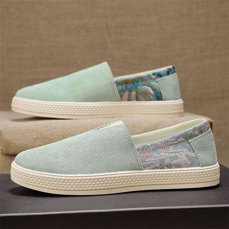 Fashion Men's Shoes Spring Canvas Breathable Loafers Lightweight Men's Flat Bottom Work Comfortable Casual Cloth Shoes Sneakers Men