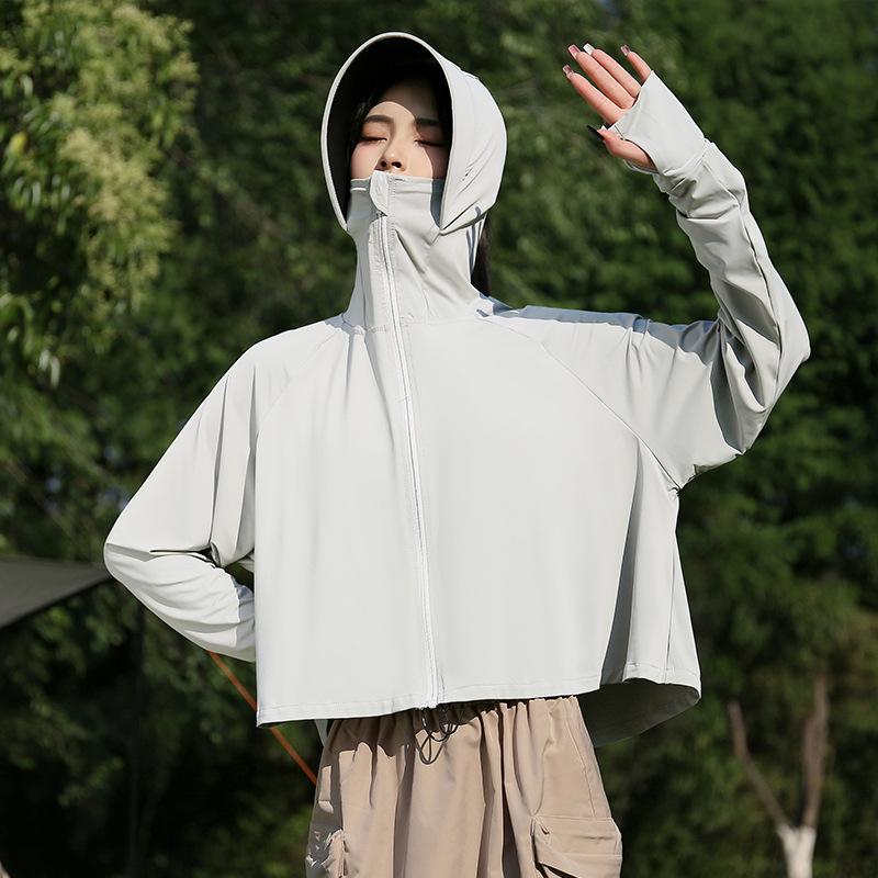Sunscreen clothes women's summer new vinyl brim outdoor UV protection ice silk blouse cycling thin sunscreen clothes