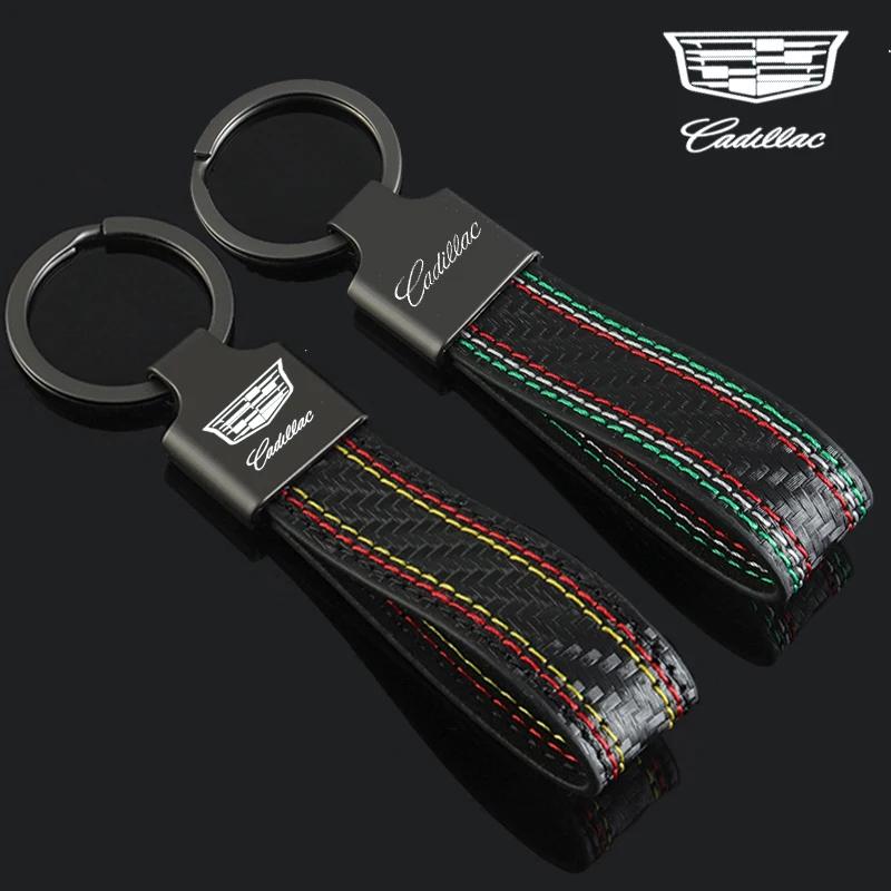 For Cadillac ATS BLS CT4 CT5 CT6 CTS ESCALADE SLS SRX XT4 XT5 XTS Fashion Leather Car Logo Key Chain Keyrings Pendant