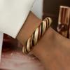 Geometric Striped Vintage Coffee Brown Enamel Wide Cuff Bracelet Open Bracelet  Daily Party
