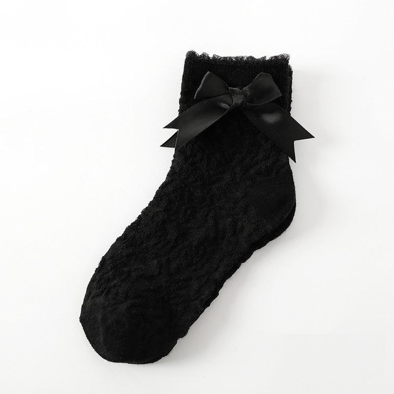 Summer Baby Lace Ruffle Socks Thin Mesh Breathable Short Sock Princess Girls Bow Dress Ankle Socks Kids Lolita White Black Sock