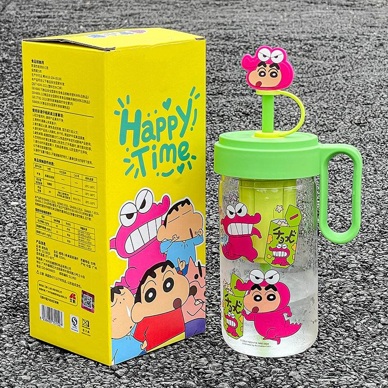Glass girl summer office straw water cup cute tea water separation brewing cup