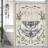Black And White Moth Butterfly Floral Shower Curtain, Bathroom Decorative Shower Curtain, Waterproof Shower Curtain With Hooks