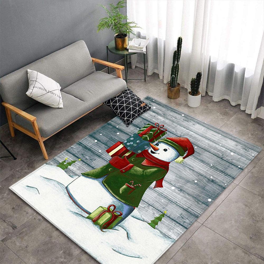 Christmas Living Room Area Rug  Santa Claus Bedroom Decor Children Play 3D Carpets Memory Foam Home Decor Kitchen Rug Floor Mat