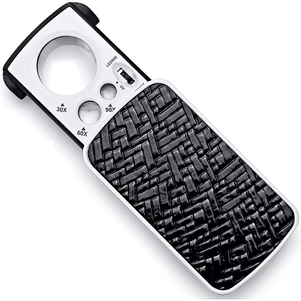 Jewelry Loupe Magnifier With LED UV Light 30X 60X 90X Jewelers Eye Magnifying Glass Fold For Gems Stamps Coins Watches Antiques