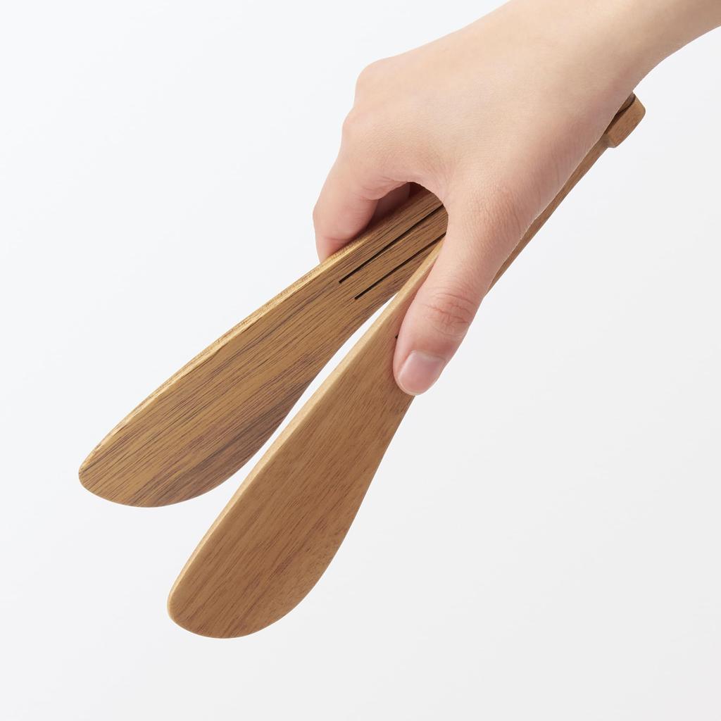 MUJI Acacia Foldable 22cm 83913205 Tongs, Approx. Long,