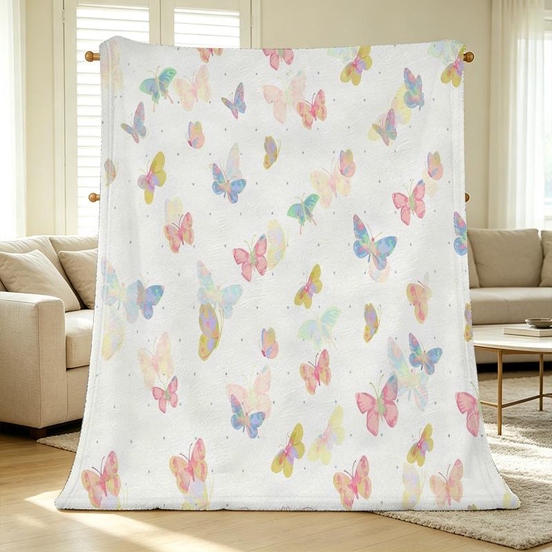 Plush Flannel Throw Blanket, Butterfly Dream Collection Soft Cozy Warm, Machine Washable for Home, Office Napping, Christmas & Halloween