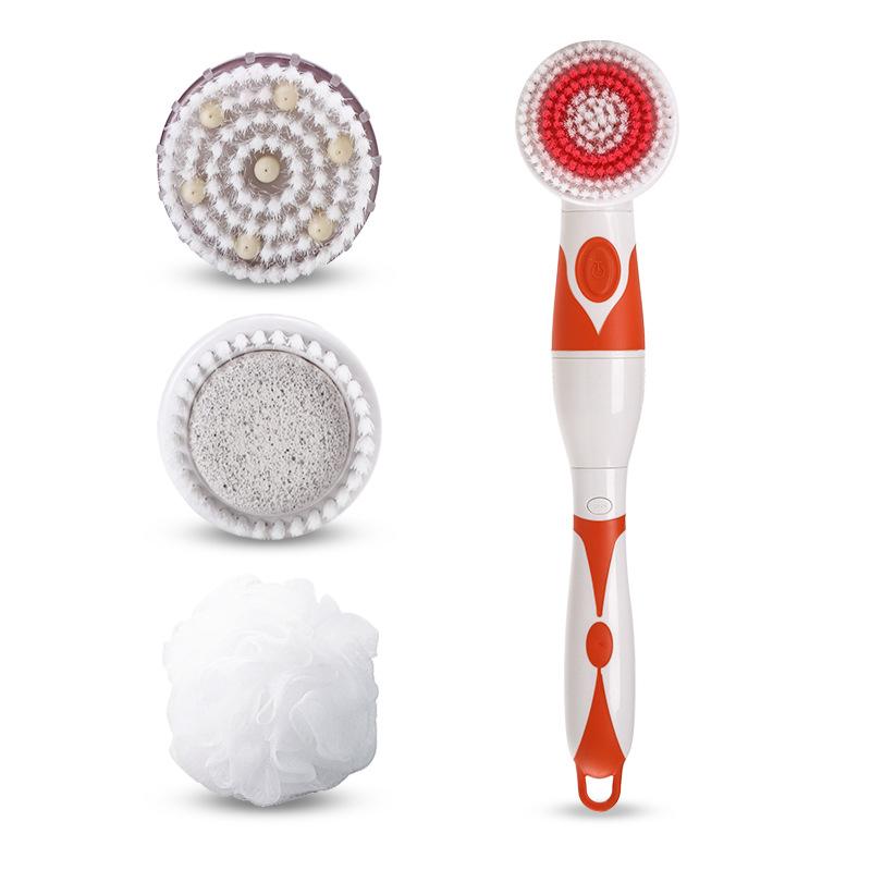 Bath Body Brush Shower Long Handle Body Cleaning Brushing Electric Massage Brush оранжевый