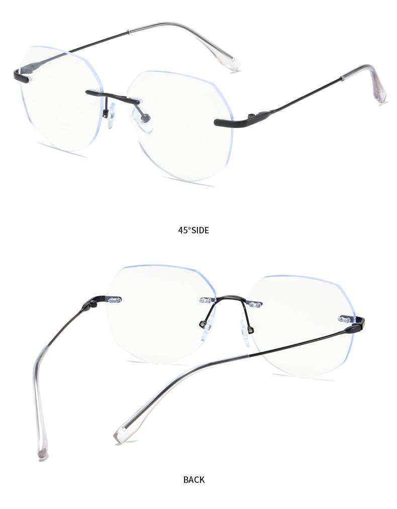 Chic Square Frameless Anti-Blue Light Glasses for Women - Metal Retro Eyewear