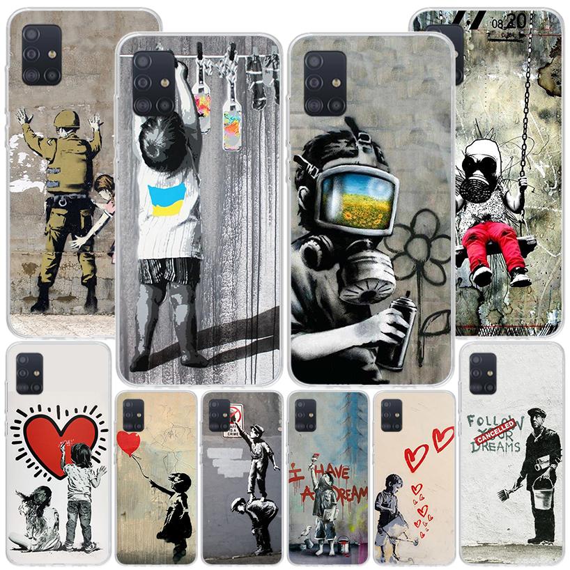 Street Art Banksy Graffiti Phone Case For Samsung Galaxy A52 A32 A22 A12 A51 A31 A50S A30S A20S A10S Note 20 Ultra 10 Plus S10 A
