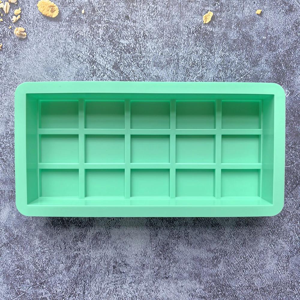 1pc 15 Grid Full Page Chocolate Bar Mold Silicone Dubai Pistachio Chocolate Bar Thick Mold for Filling Bar Baking Mold Ice Cube