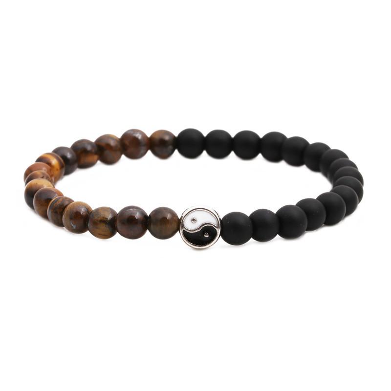 Distance beaded Bracelet Fashion Natural Stone two colors Yin Yang Charm Bracelets for Men Women Friendship couple