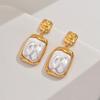 2PC women's fashionable geometric square earrings with 18K gold plating, suitable for dates, parties, and holiday gift-1371