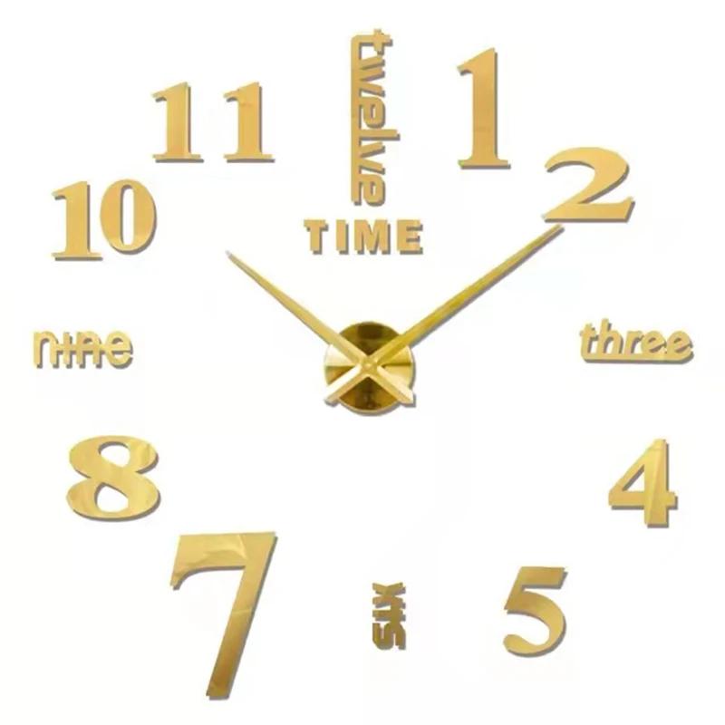 2D/3D Large Roman Numeral Acrylic Mirror Wall Clock Sticker Fashion DIY Quartz Clocks Watch Home Decoration Living Room Stickers