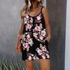Womens Sleeveless Spaghetti Strap Romper Flower Print Pocket Short Jumpsuit