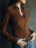 Women's European & American Long-Sleeve Deer Suede Shirt - Spring & Autumn Collection