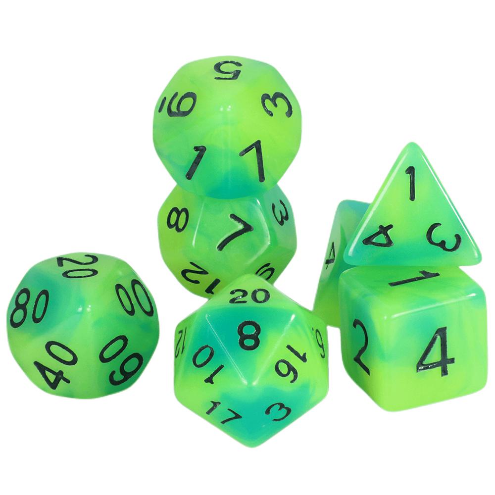 7pcs Polyhedral Glow In The Dark Effect Dice with Tube for DND COC Cthulhu TRPG Running Team Table Game Dnd Dice Set