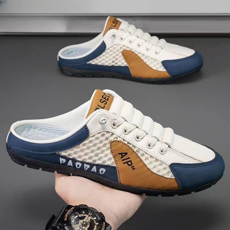 Slippers Men's Summer Outer Wear Breathable Mesh One Pedal Half Support Heelless Casual Beach Sandals Source