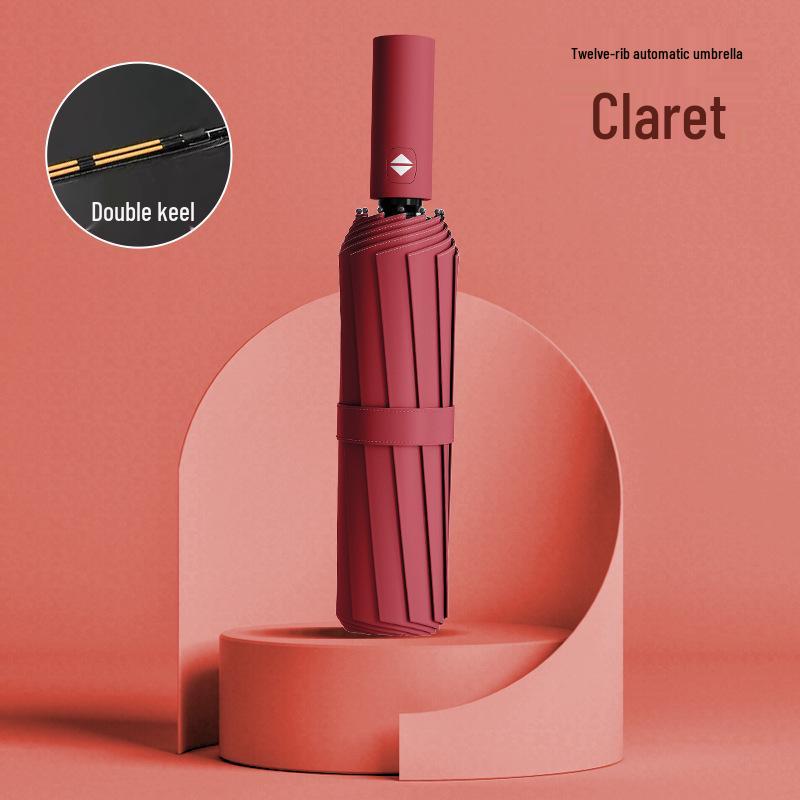 Customized Men's 10-Rib Automatic Sun & Rain Triple Folding Umbrella