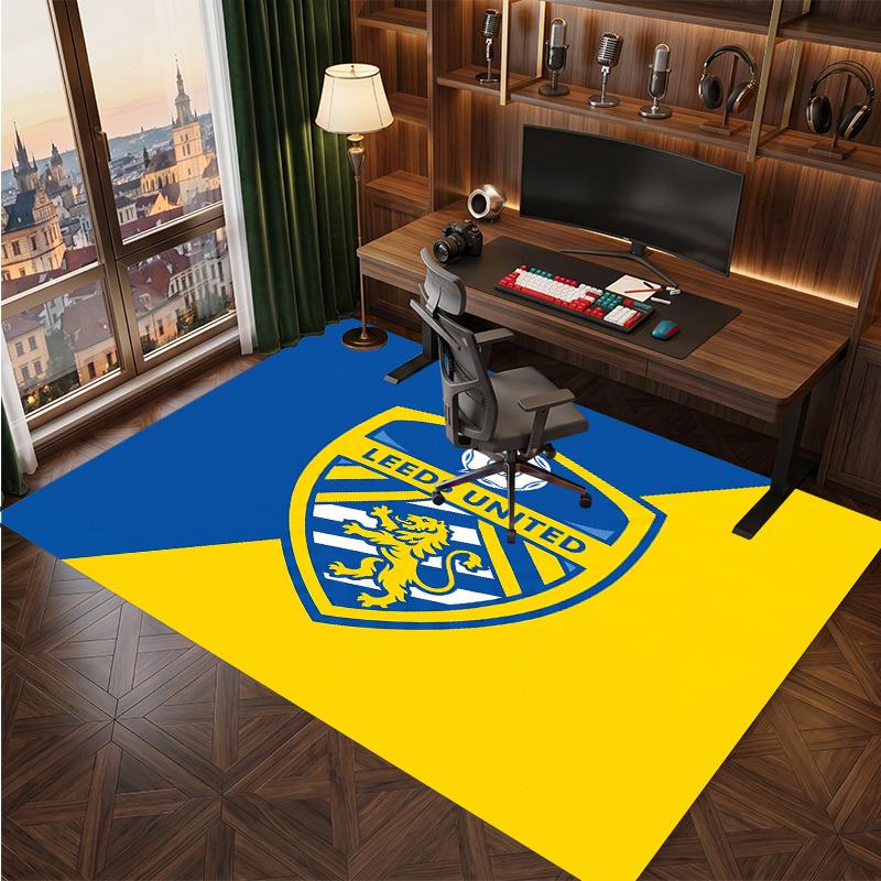 Tappeto in Velluto di Cristallo con Stampa del Leeds United Football, Comodo Assorbente d'Acqua Antiscivolo Tappeto per Pavimenti Interni