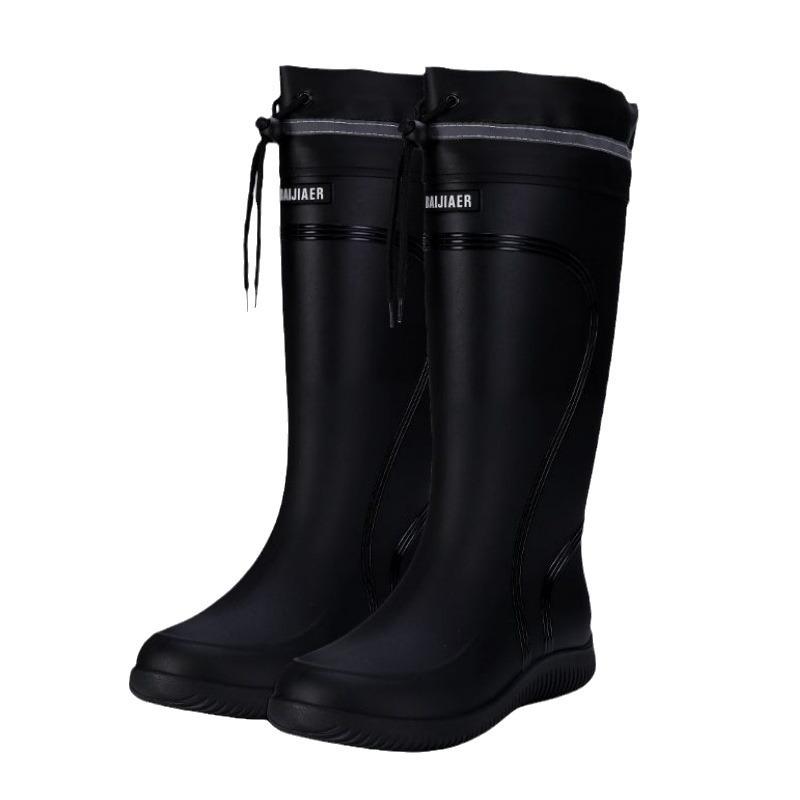 Men's Women's High-End Rain Boots Closed Rainproof and Waterproof Short and Mid.Calf Length Non-Slip Drawstring Rubber Boots
