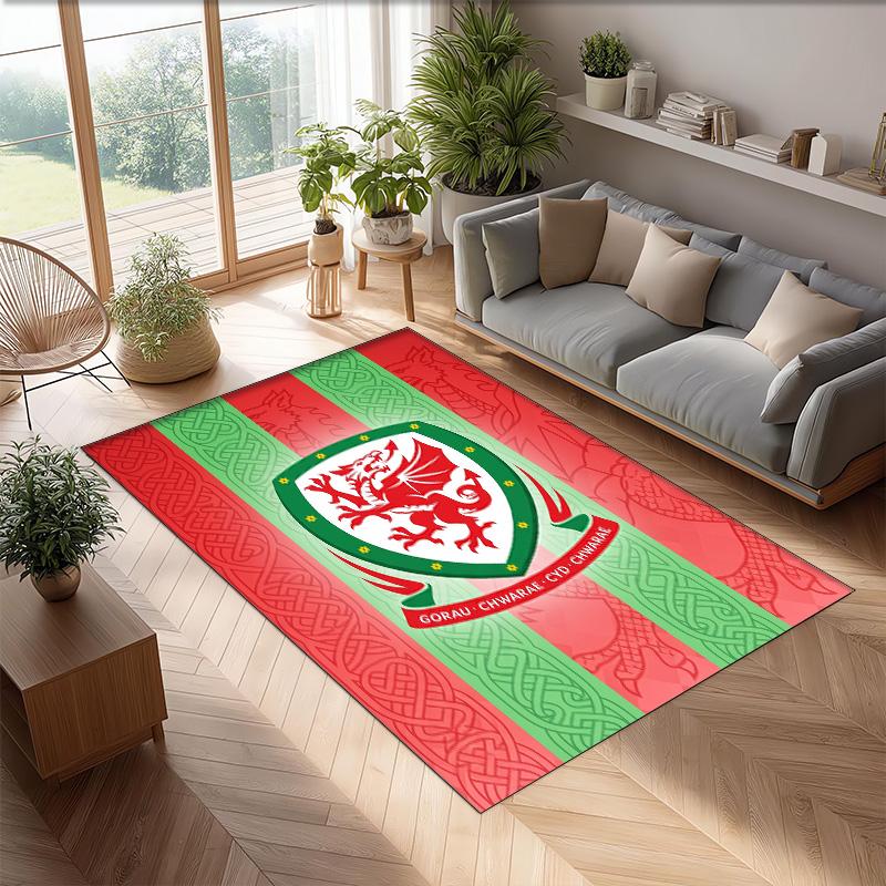 Tappeto in Velluto di Cristallo Rugby Galles Morbido Anti?Tappetino Antiscivolo Comodo per Casa Soggiorno Camera da Letto Tappeto Decorativo