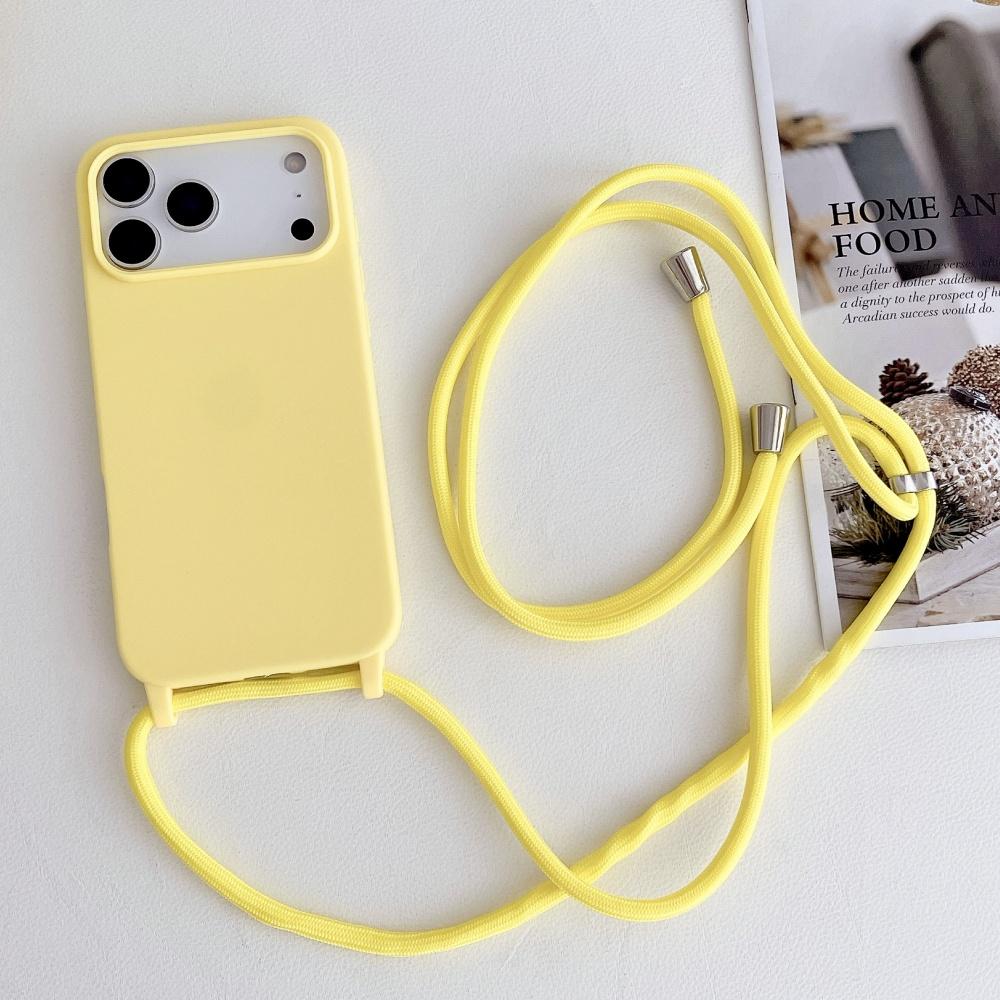 Matte Silicone Soft Case For iPhone 17 Pro Max Air 16 15 13 12 11 14 Plus Crossbody Lanyard Necklace Anti-Lost Cord Strap Cover